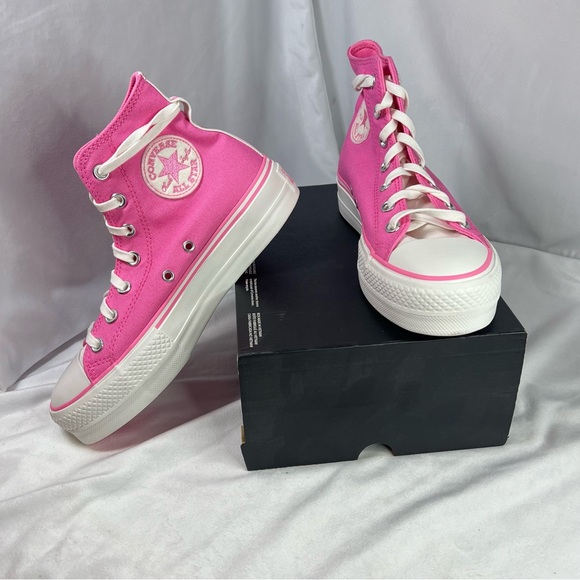 Chuck Taylor All Star Lift Platform Retro Varsity - Oops Pink Sz 7.5 NWT - Picture 2 of 11